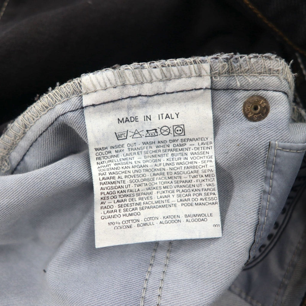 Levi's Made in Italy 90s Orange Tab 412 Euro Model Denim Pants L Black Button Fly Leather Patch