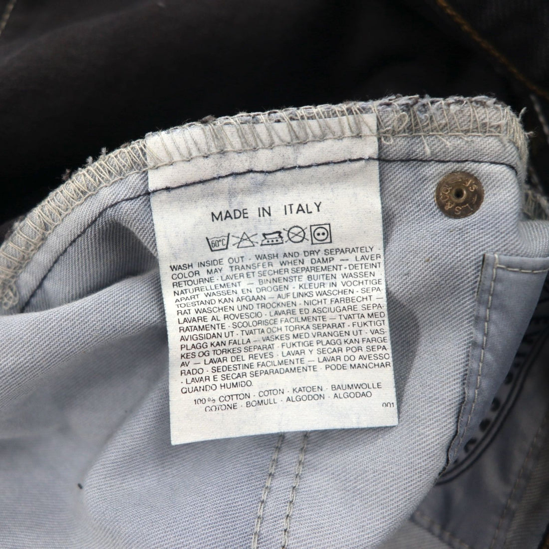 Levi's Made in Italy 90s Orange Tab 412 Euro Model Denim Pants L Black Button Fly Leather Patch