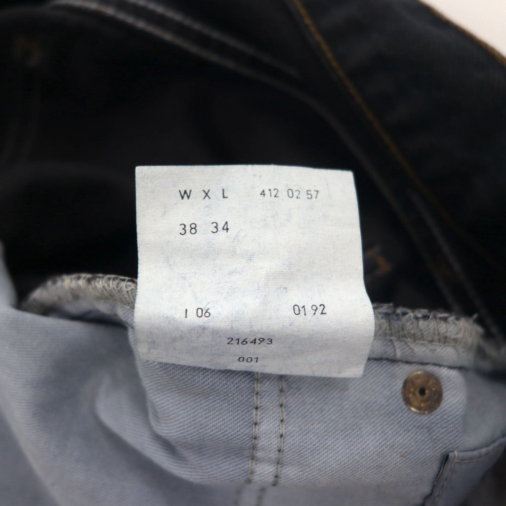 Levi's Made in Italy 90s Orange Tab 412 Euro Model Denim Pants L Black Button Fly Leather Patch