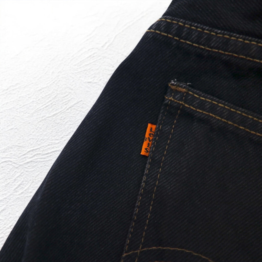 Levi's Made in Italy 90s Orange Tab 412 Euro Model Denim Pants L Black Button Fly Leather Patch