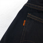 Levi's Made in Italy 90s Orange Tab 412 Euro Model Denim Pants L Black Button Fly Leather Patch