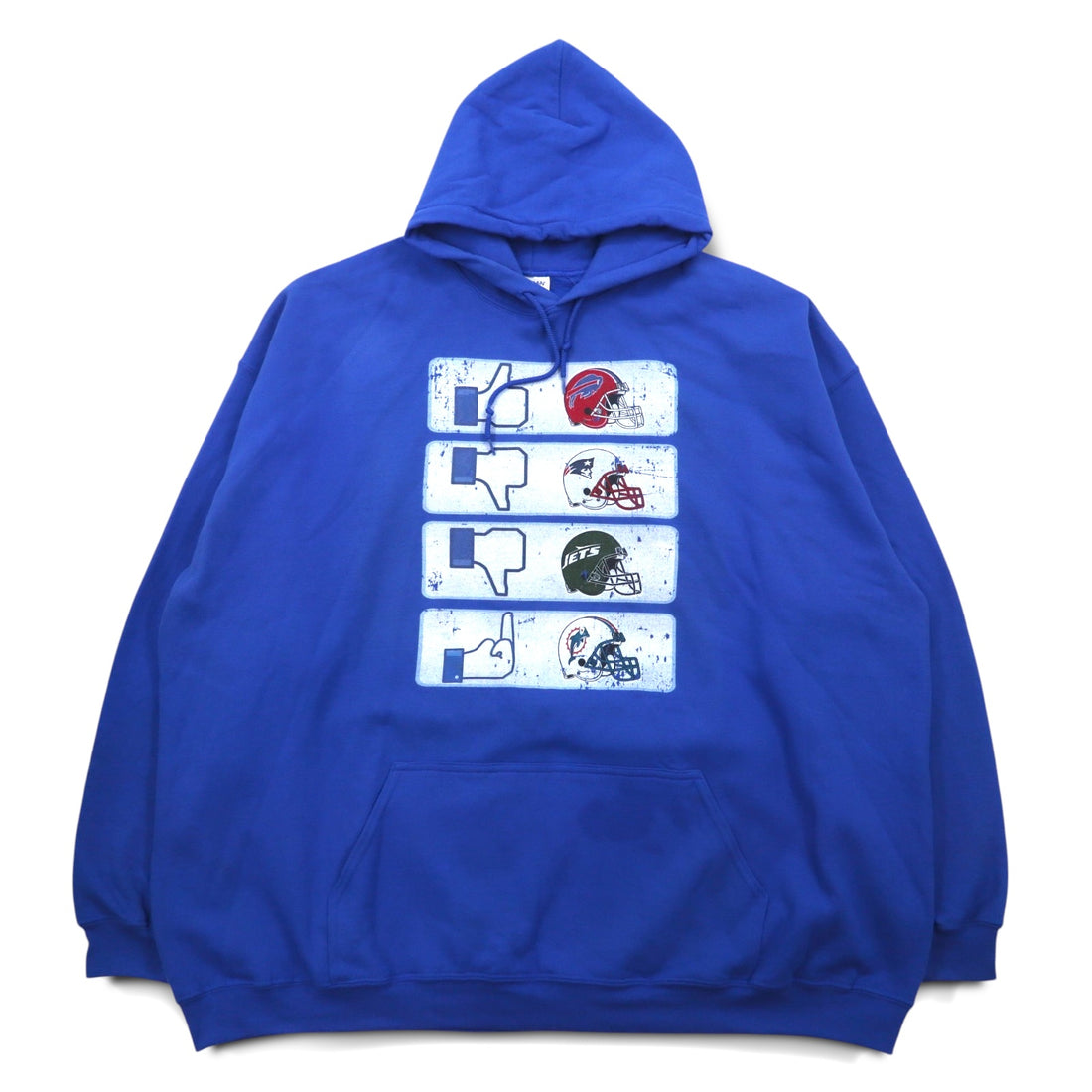 NFL Pullover Hoodie 5XL Blue Fleece Lining Buffalo Bills Big Size GILDAN Front Pocket