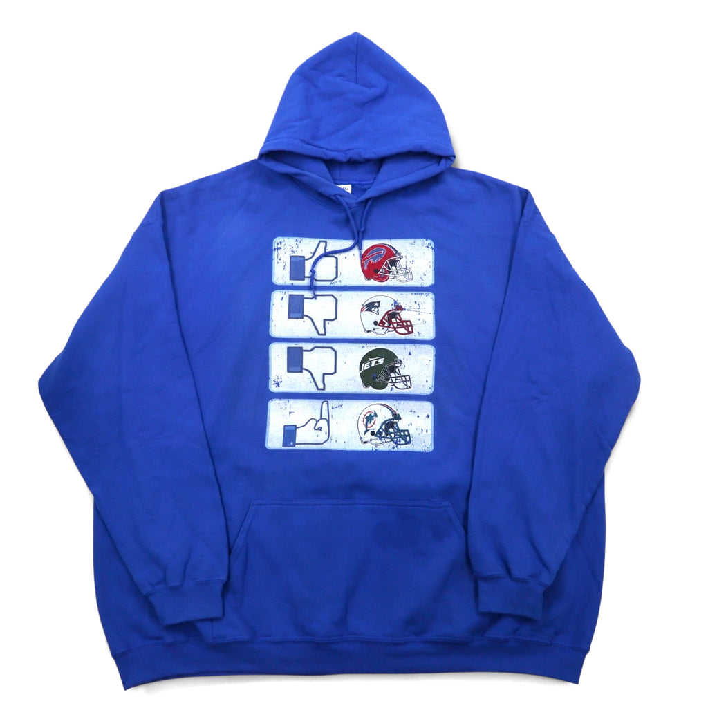 NFL Pullover Hoodie 5XL Blue Fleece Lining Buffalo Bills Big Size GILDAN Front Pocket