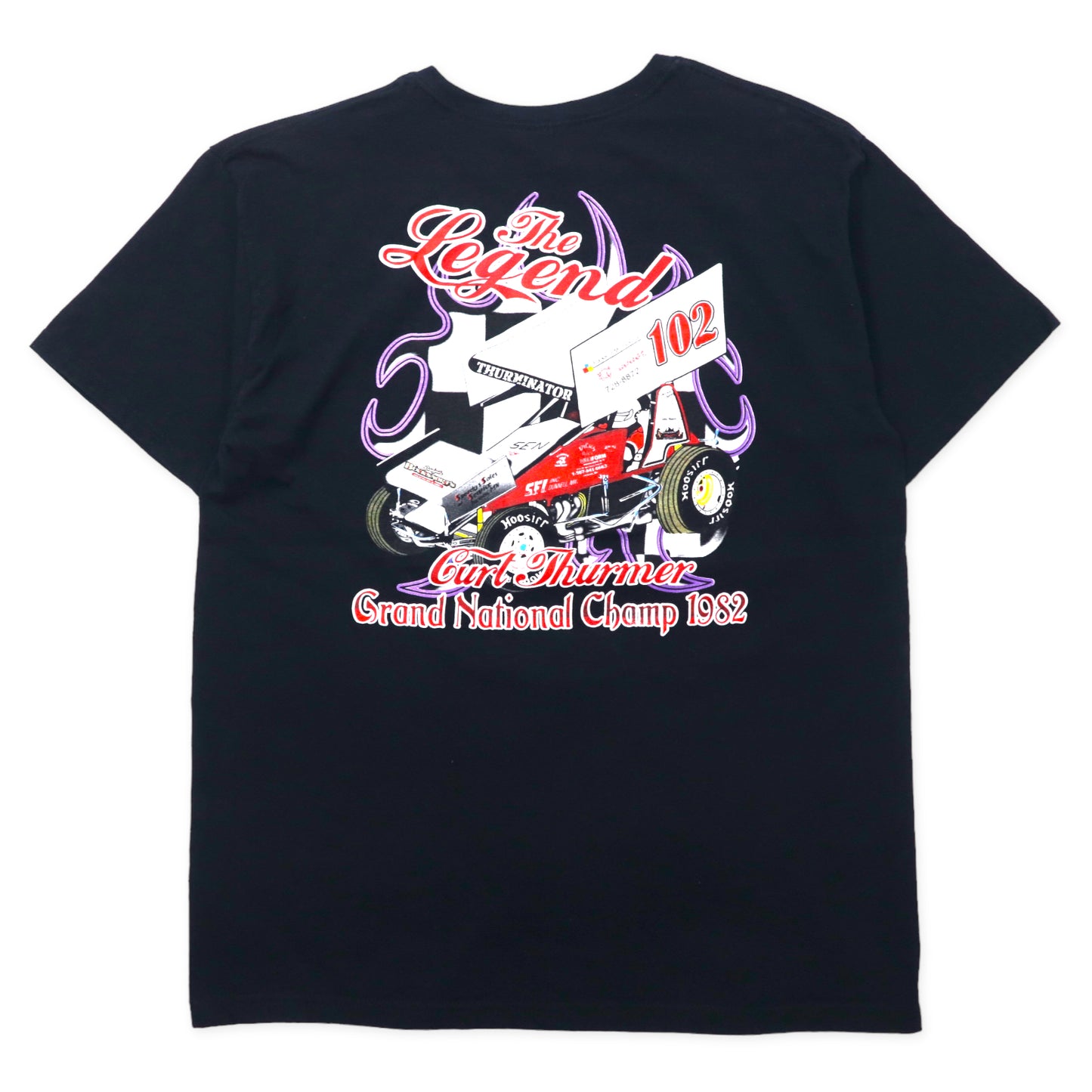 GILDAN レーシングカー 両面プリント Tシャツ L ブラック コットン THE LEGEND