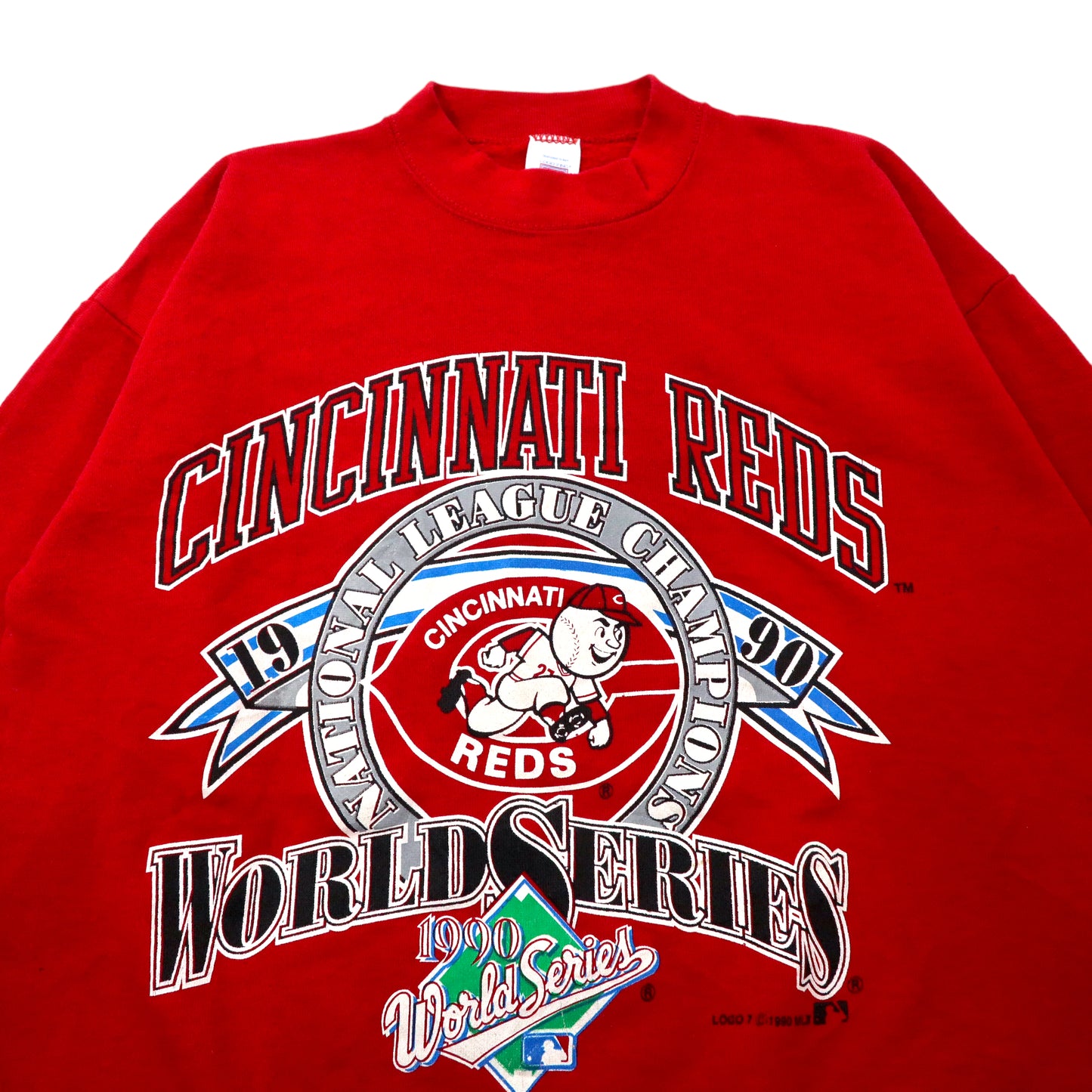 USA製 MLB CINCINNATI REDS ベースボールプリントスウェット XL レッド コットン 裏起毛 LOGO7ボディ 90年代