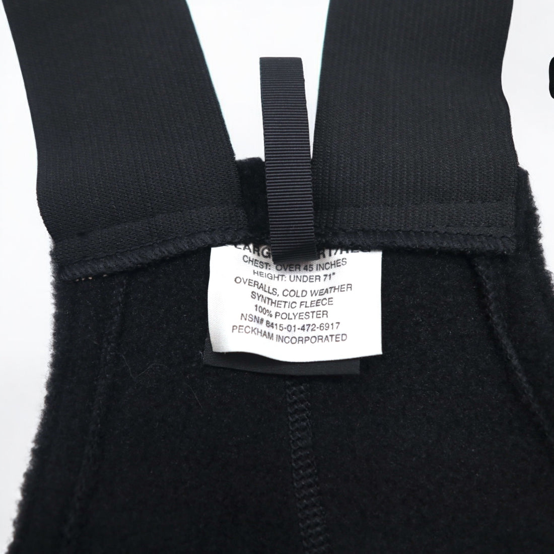 US ARMY Polartec Fleece Overalls XL Black Polyester Military 8415-01-472-6917 PECKHAM INCORPORATED Deadstock Unused