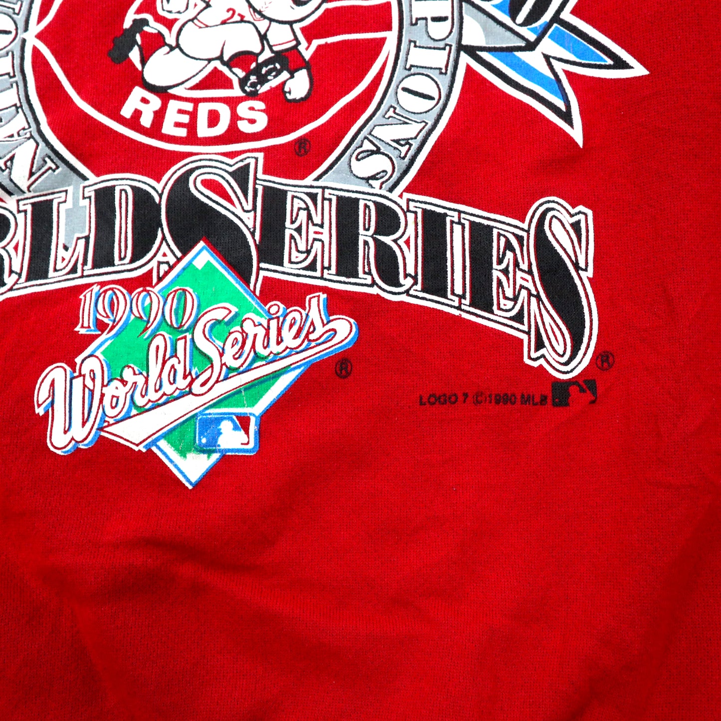 USA製 MLB CINCINNATI REDS ベースボールプリントスウェット XL レッド コットン 裏起毛 LOGO7ボディ 90年代