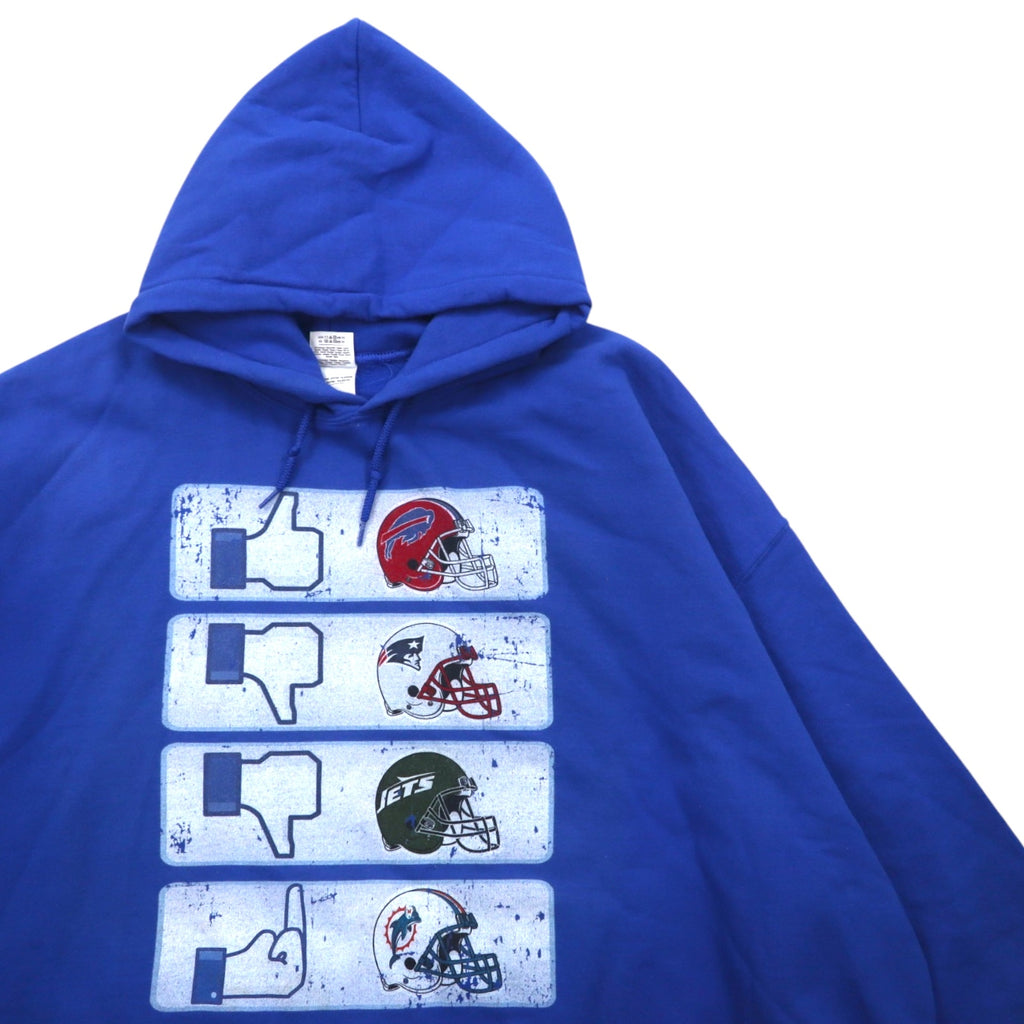 NFL Pullover Hoodie 5XL Blue Fleece Lining Buffalo Bills Big Size GILDAN Front Pocket