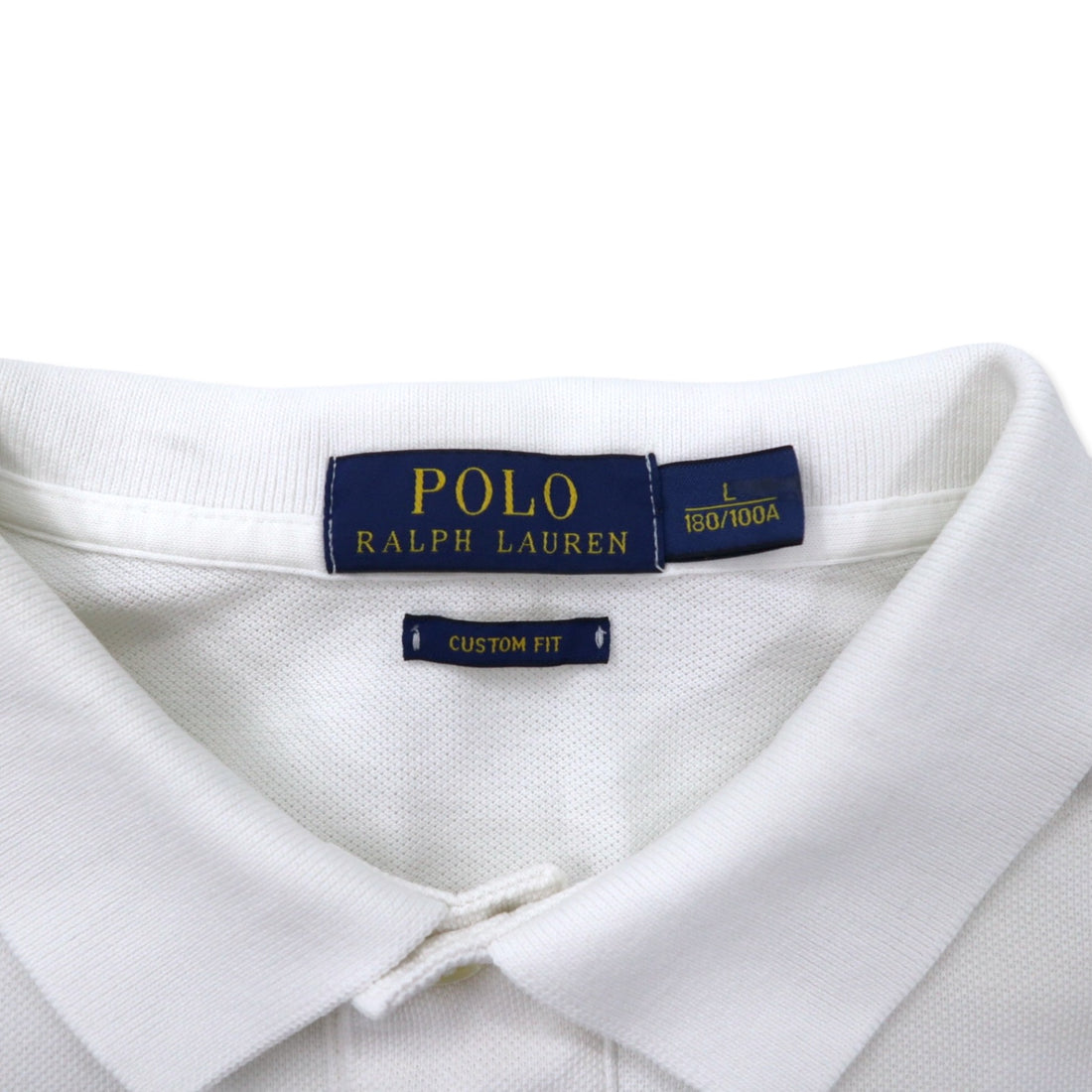 POLO RALPH LAUREN Polo shirt L White Cotton Pique CUSTOM FIT Small pony embroidery