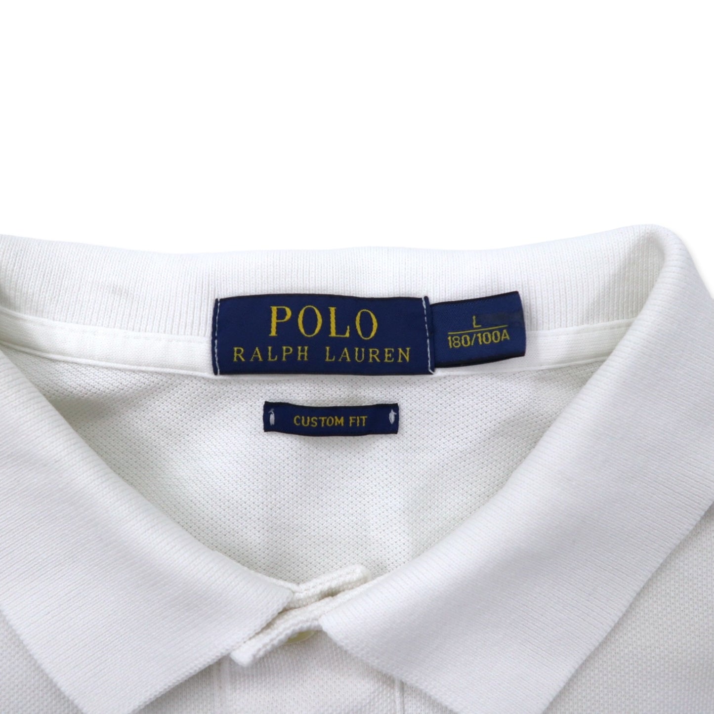 POLO RALPH LAUREN ポロシャツ L ホワイト コットン 鹿の子 CUSTOM FIT スモールポニー刺繍