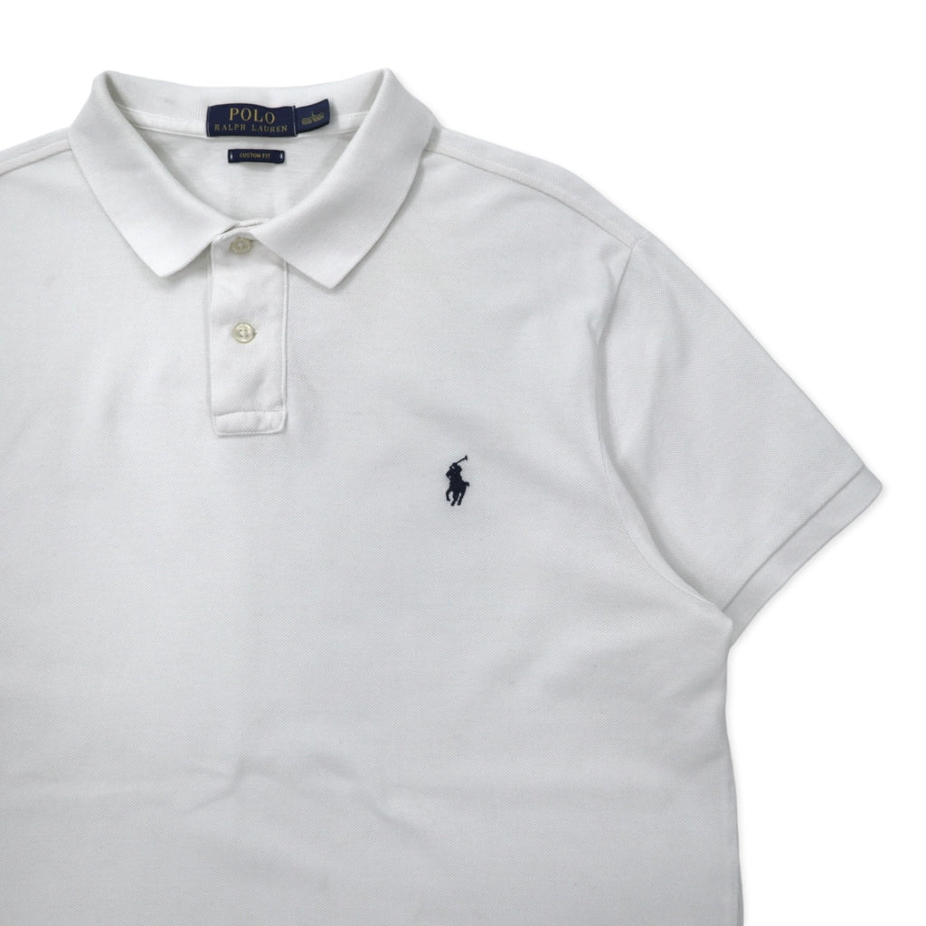 POLO RALPH LAUREN Polo shirt L White Cotton Pique CUSTOM FIT Small pony embroidery