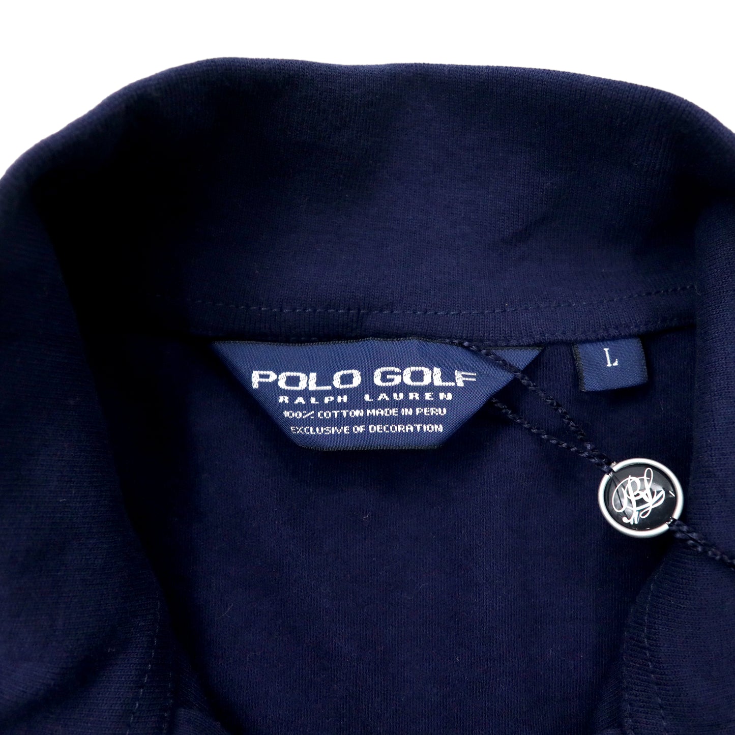 POLO GOLF RALPH LAUREN ハーフジップベスト L ネイビー コットン ペルー製 未使用品