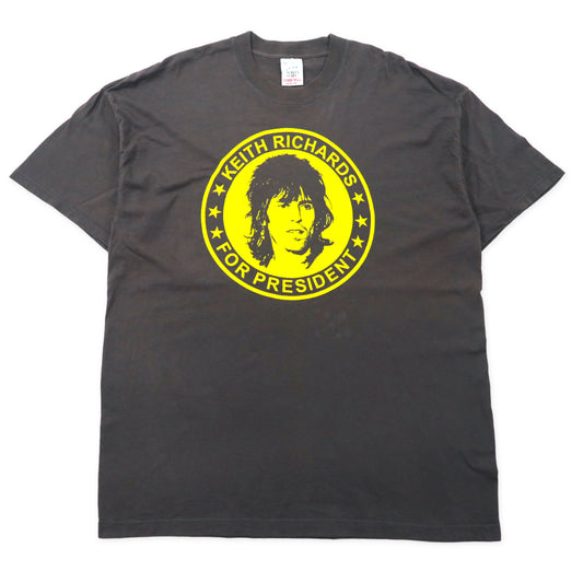 日本然リトテ-古着オンライン-SCREEN STARS ローリングストーンズ キースリチャーズ バンドTシャツ XXL グレー コットン KEITH RICHARDS FOR PRESIDENT-