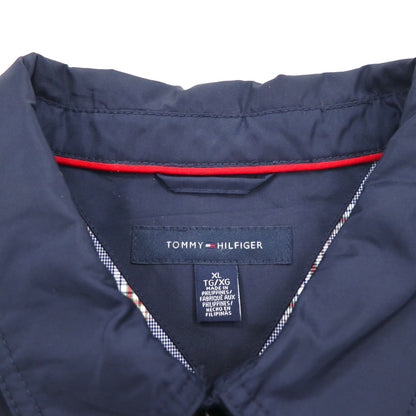 TOMMY HILFIGER スウィングトップ ハリントンジャケット XL ネイビー ナイロン 裏地チェック ワンポイントロゴ刺繍