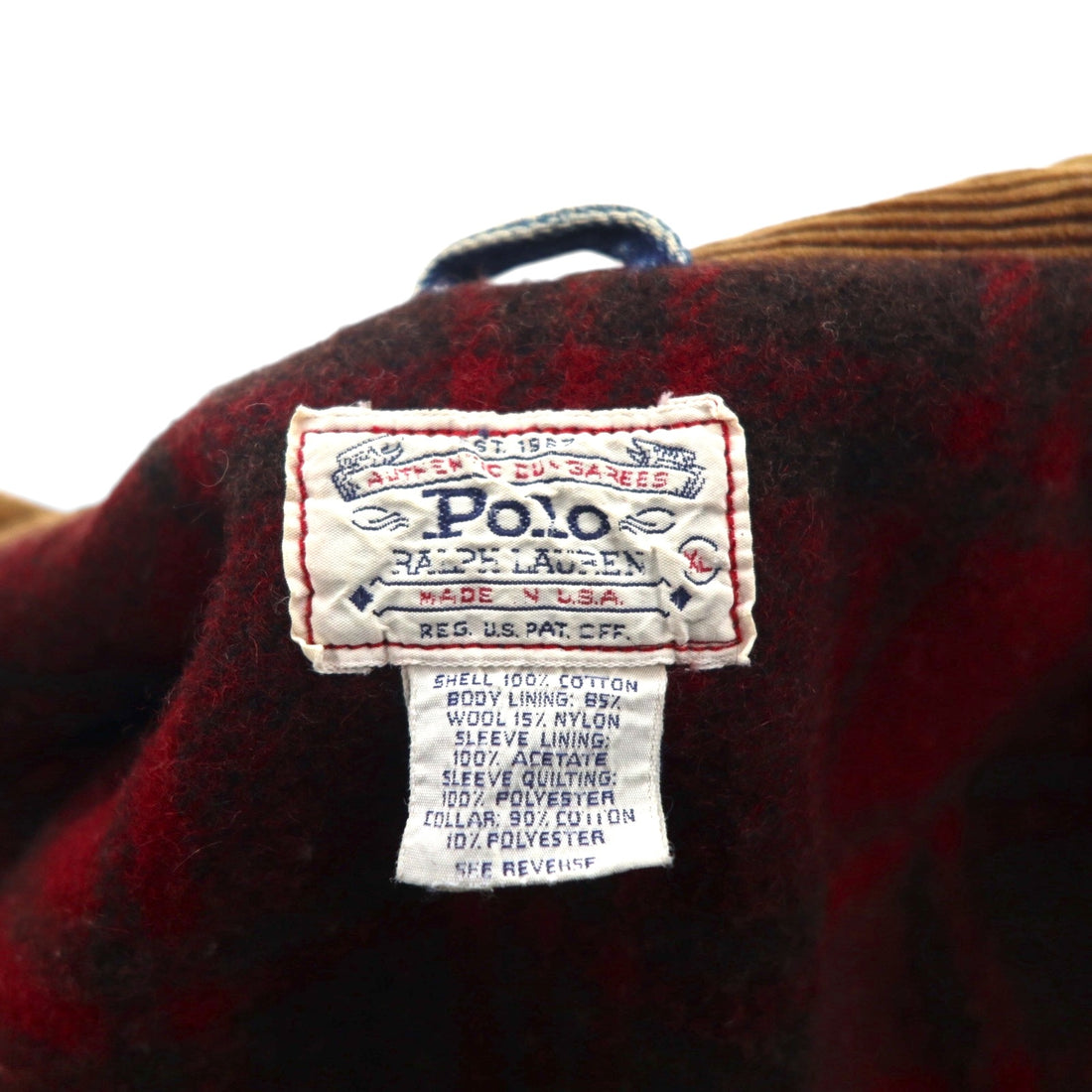 Polo Ralph Lauren 80年代 USA製 デニムジャケット Gジャン XL インディゴ 襟コーデュロイ 白タグ