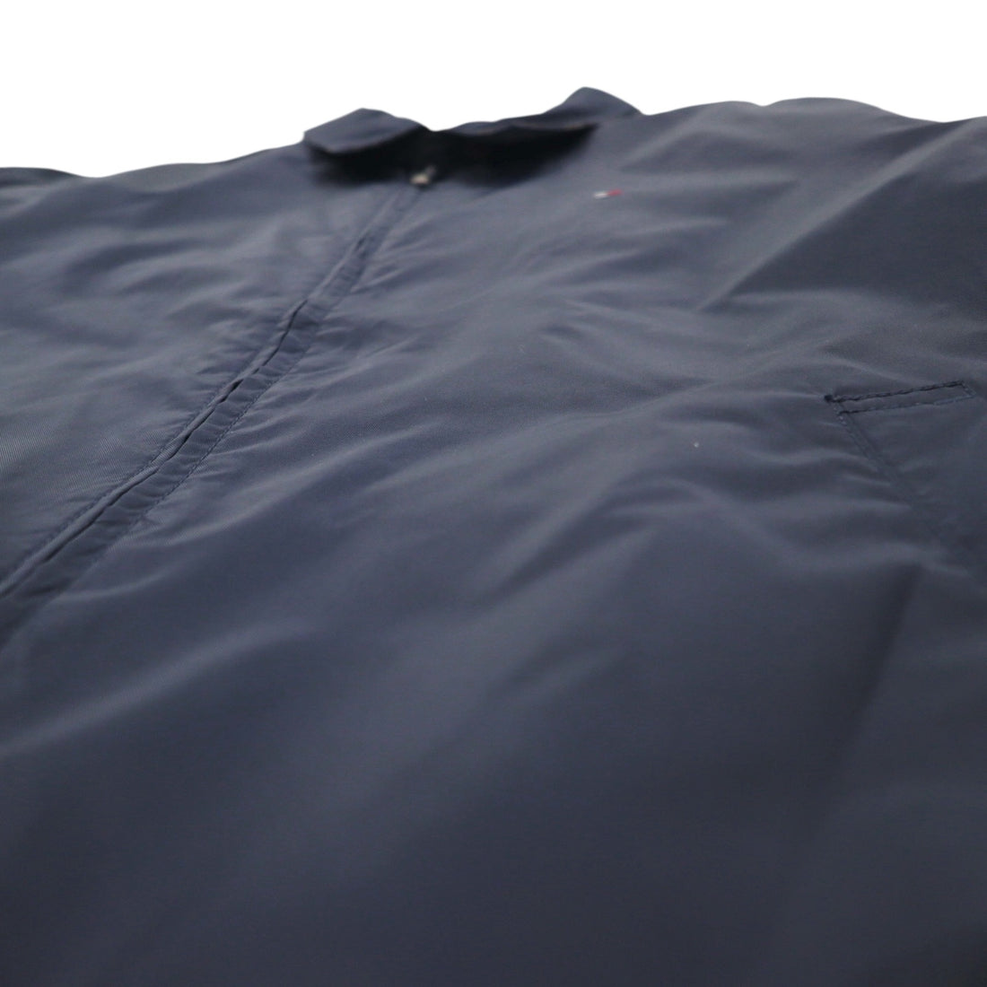 TOMMY HILFIGER Swing Top Harrington Jacket XL Navy Nylon Check Lining One Point Logo Embroidery