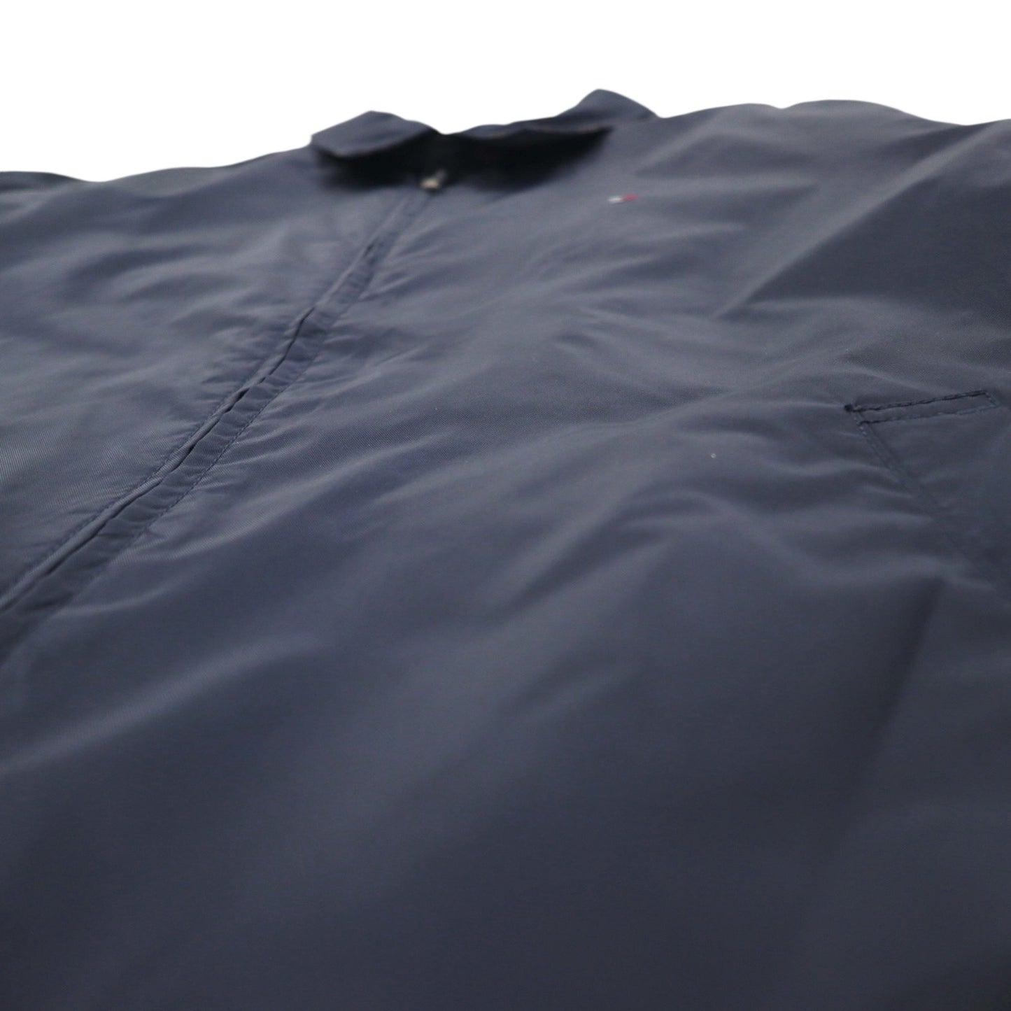 TOMMY HILFIGER スウィングトップ ハリントンジャケット XL ネイビー ナイロン 裏地チェック ワンポイントロゴ刺繍