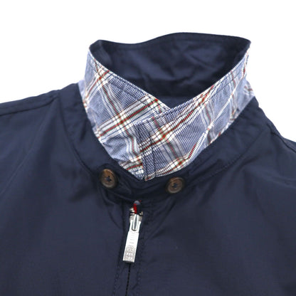 TOMMY HILFIGER スウィングトップ ハリントンジャケット XL ネイビー ナイロン 裏地チェック ワンポイントロゴ刺繍