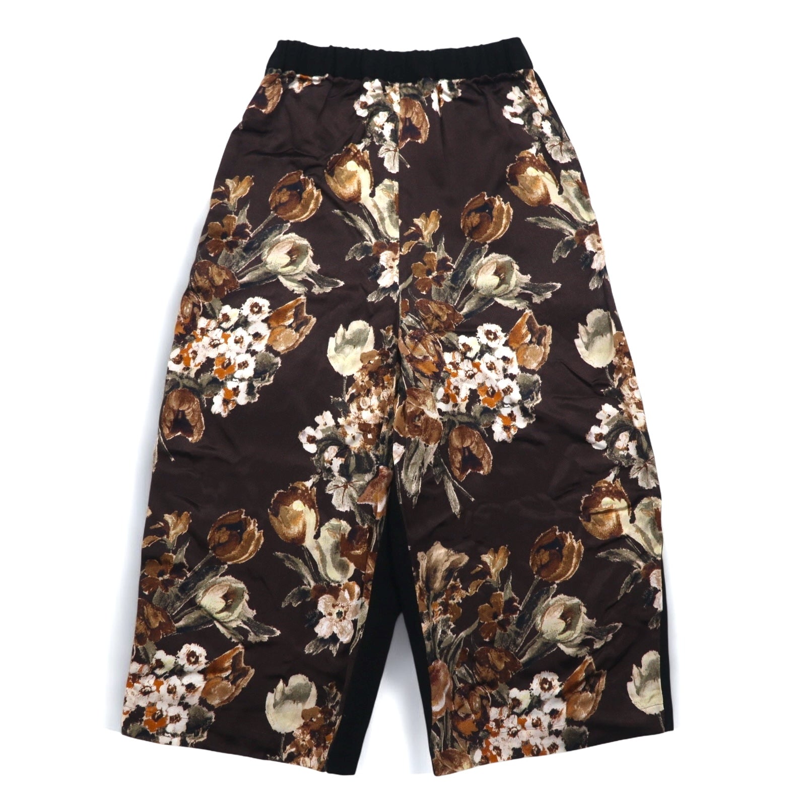 JUNYA WATANABE COMME des GARCONS Wide-legged Easy Pants XS Black Rayon Wool Floral Pattern JD-P011 Made in Japan