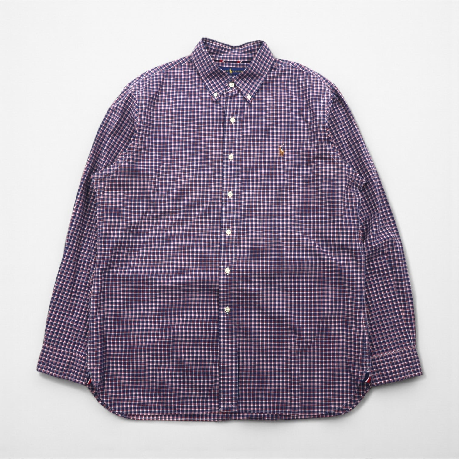 Ralph Lauren ボタンダウン シャツ XL ネイビー チェック SLIM FIT