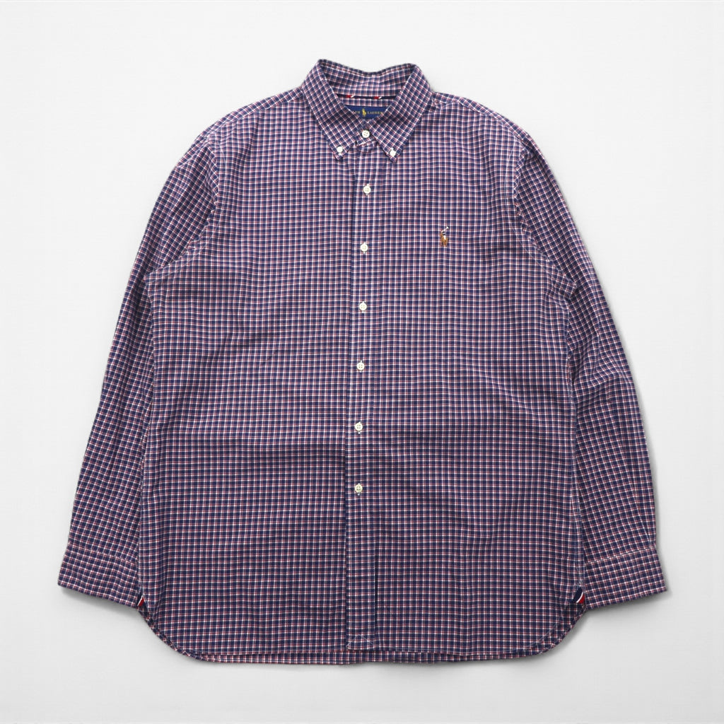 Ralph Lauren Button-Down Shirt, XL, Navy Check, Slim Fit, Small Pony Embroidery