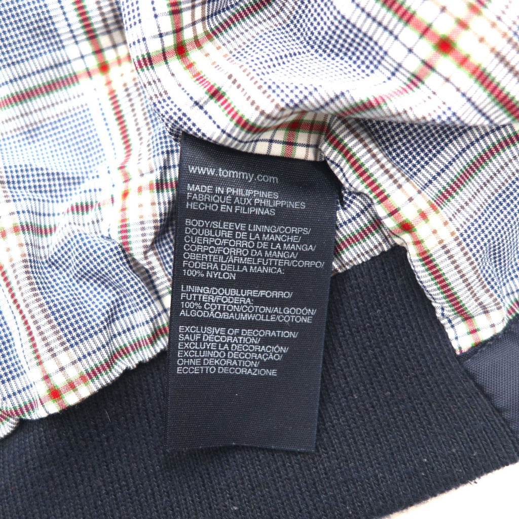 TOMMY HILFIGER Swing Top Harrington Jacket XL Navy Nylon Check Lining One Point Logo Embroidery