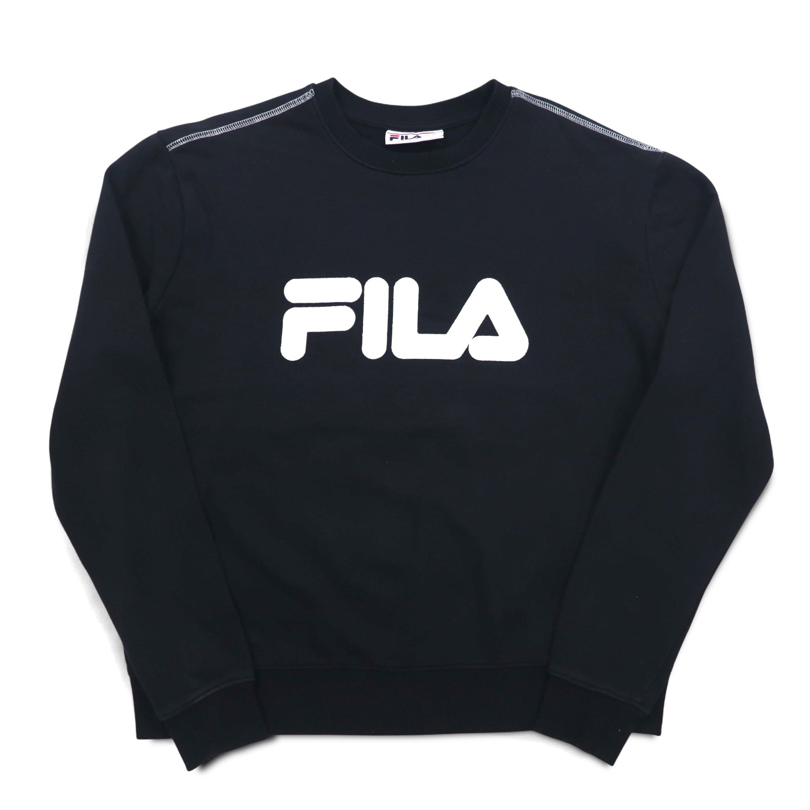 FILA Crewneck Sweatshirt XL Black Cotton Classic Logo Print – 日本