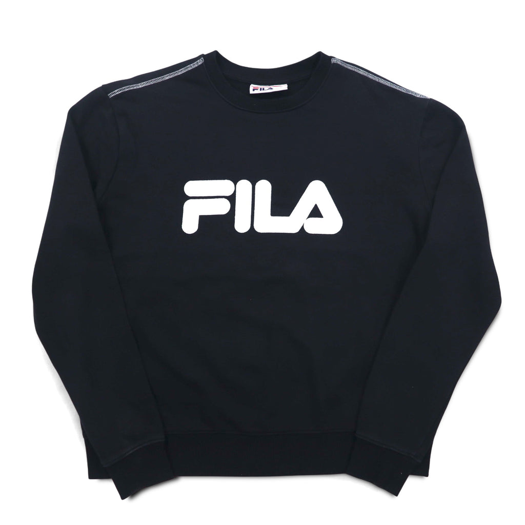 FILA Crew Neck Sweatshirt XL Black Cotton Classic Logo Print