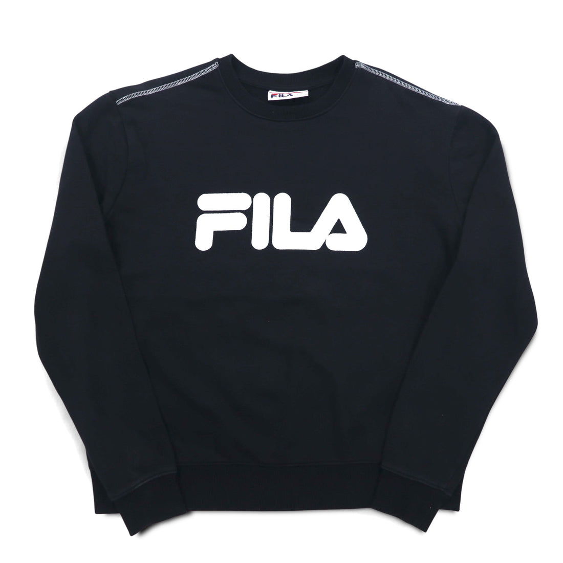 FILA Crew Neck Sweatshirt XL Black Cotton Classic Logo Print