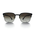 PRADA Wellington Half-Rim Sunglasses, Black/Gunmetal, SPR61S, Size 55◻21, Made in Italy