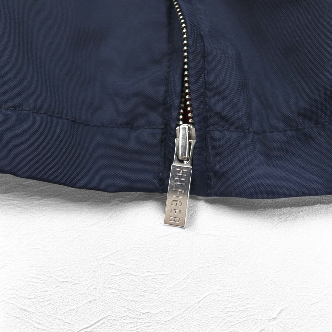 TOMMY HILFIGER Swing Top Harrington Jacket XL Navy Nylon Check Lining One Point Logo Embroidery