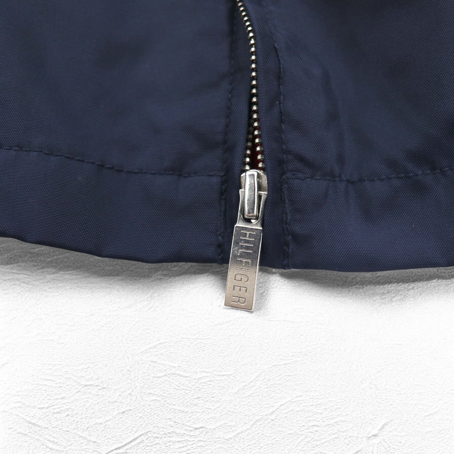 TOMMY HILFIGER スウィングトップ ハリントンジャケット XL ネイビー ナイロン 裏地チェック ワンポイントロゴ刺繍