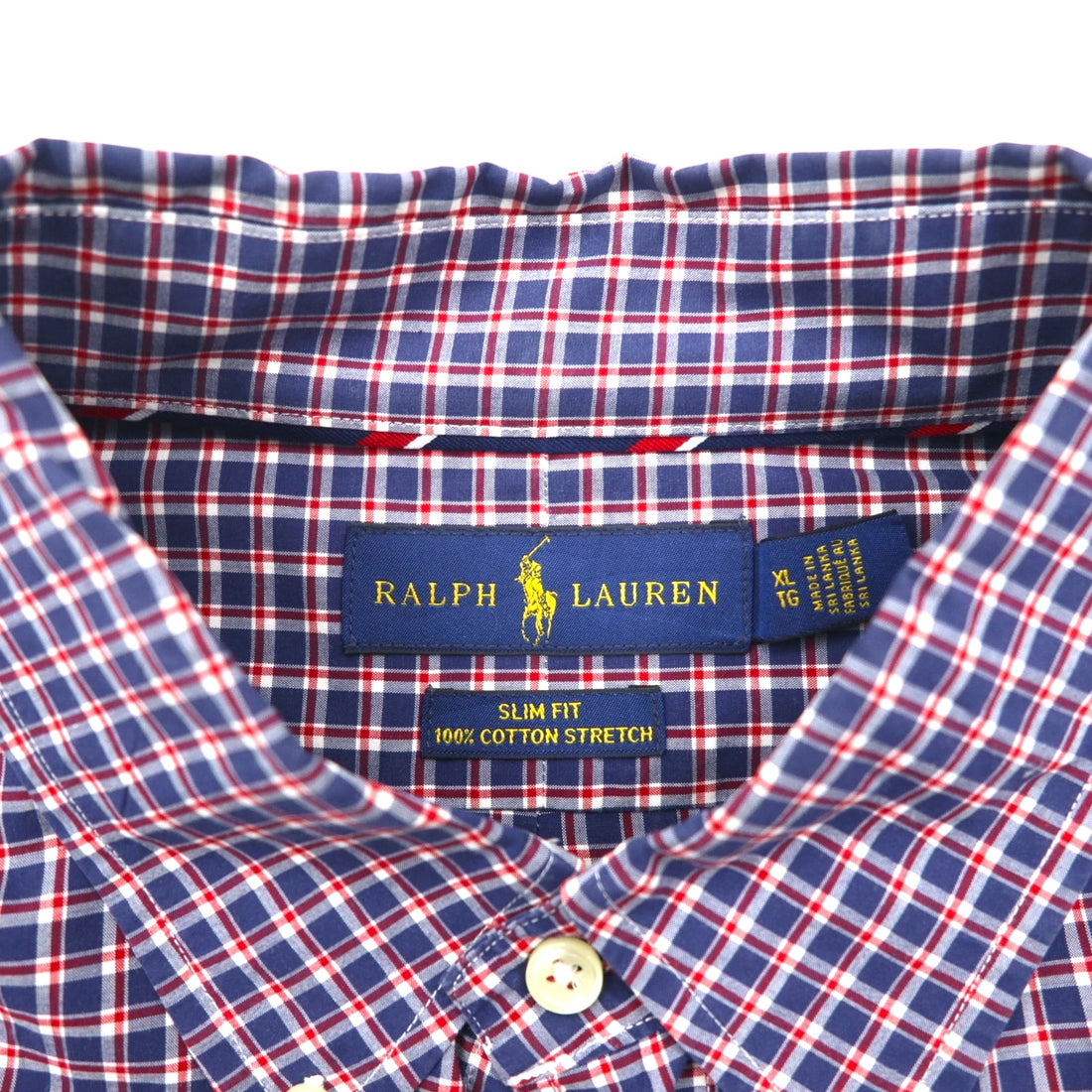 Ralph Lauren Button-Down Shirt, XL, Navy Check, Slim Fit, Small Pony Embroidery