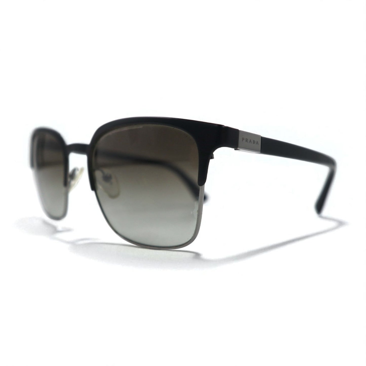 PRADA ウェリントン ハーフリム サングラス ブラック ガンメタル SPR61S 55◻︎21 イタリア製