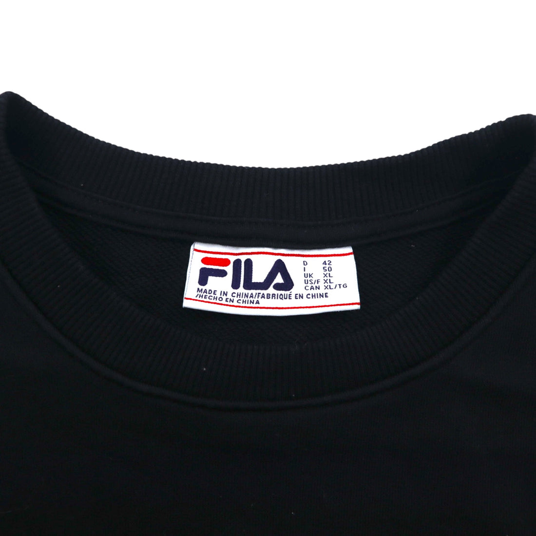 FILA Crew Neck Sweatshirt XL Black Cotton Classic Logo Print