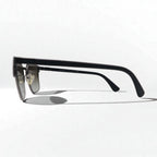 PRADA Wellington Half-Rim Sunglasses, Black/Gunmetal, SPR61S, Size 55◻21, Made in Italy