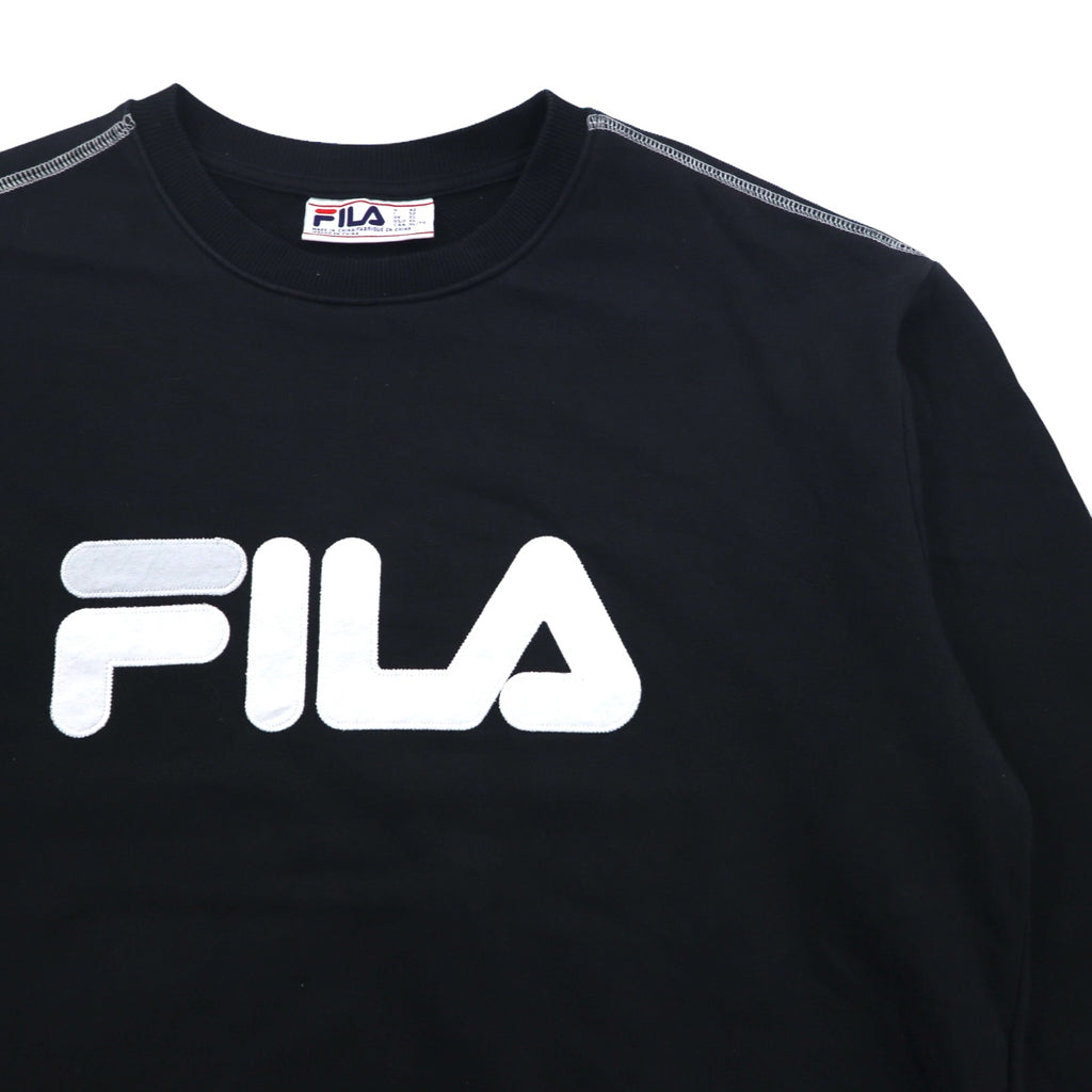 FILA Crew Neck Sweatshirt XL Black Cotton Classic Logo Print