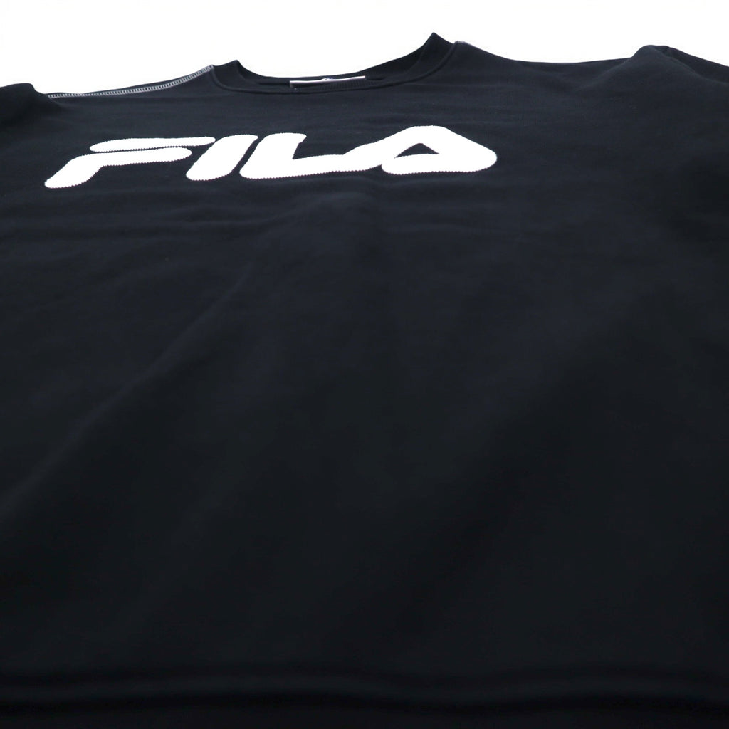 FILA Crew Neck Sweatshirt XL Black Cotton Classic Logo Print