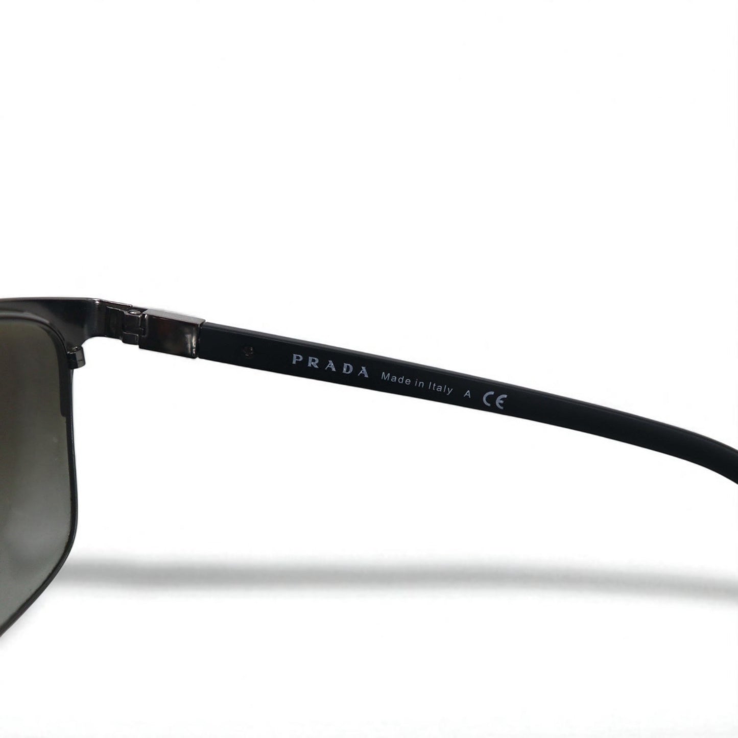 PRADA ウェリントン ハーフリム サングラス ブラック ガンメタル SPR61S 55◻︎21 イタリア製