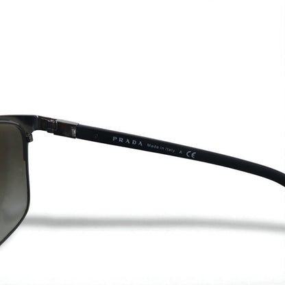 PRADA ウェリントン ハーフリム サングラス ブラック ガンメタル SPR61S 55◻︎21 イタリア製
