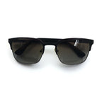 PRADA Wellington Half-Rim Sunglasses, Black/Gunmetal, SPR61S, Size 55◻21, Made in Italy