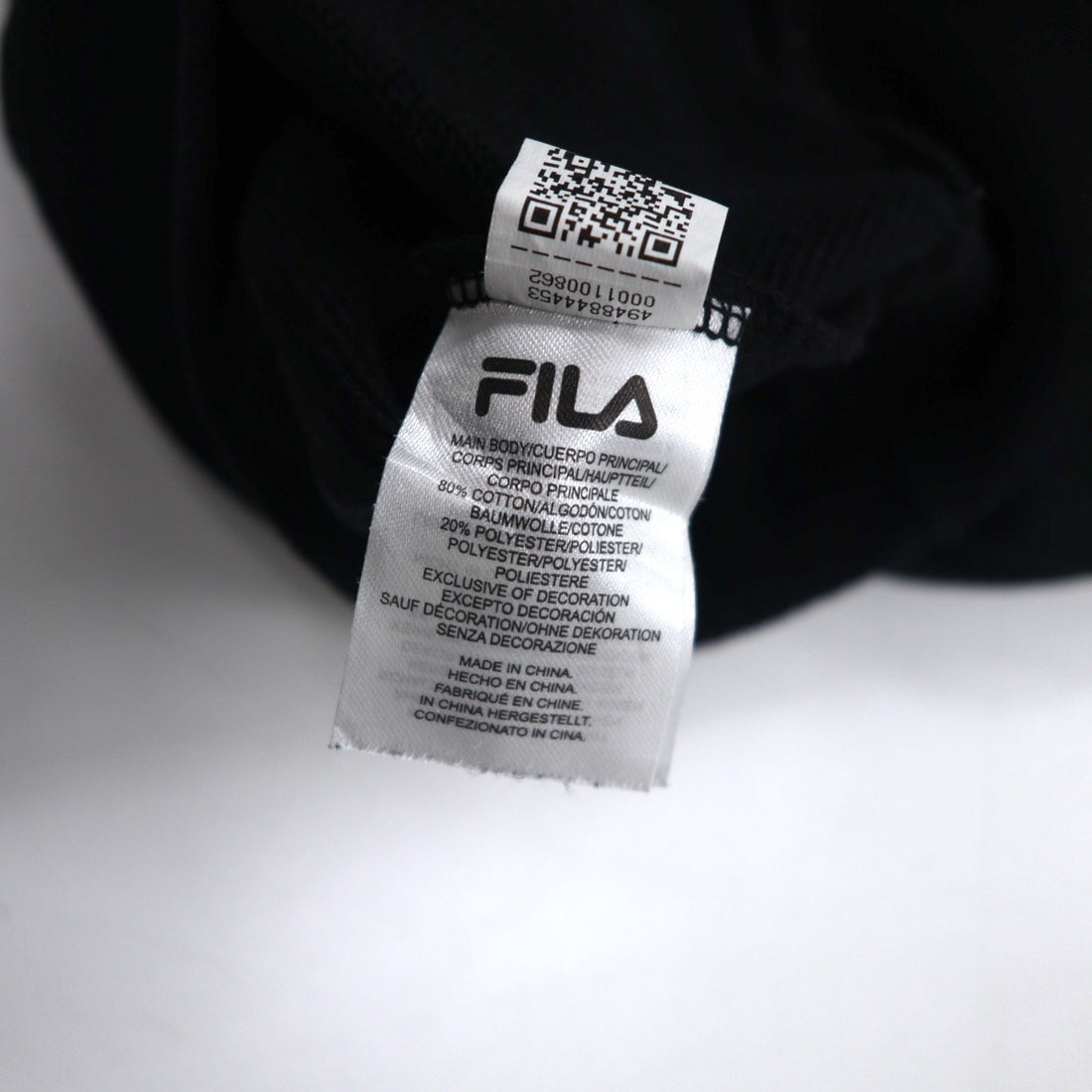 FILA Crew Neck Sweatshirt XL Black Cotton Classic Logo Print