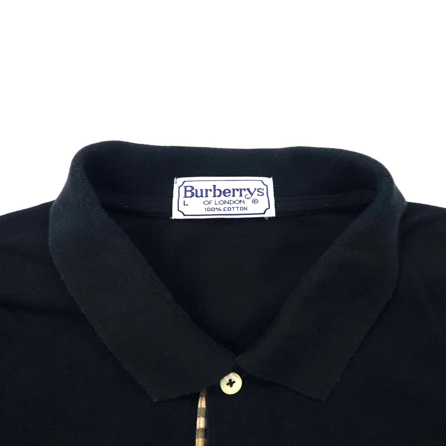 BURBERRYS CHECKED Switching Polo Shirt L Black Cotton One Point