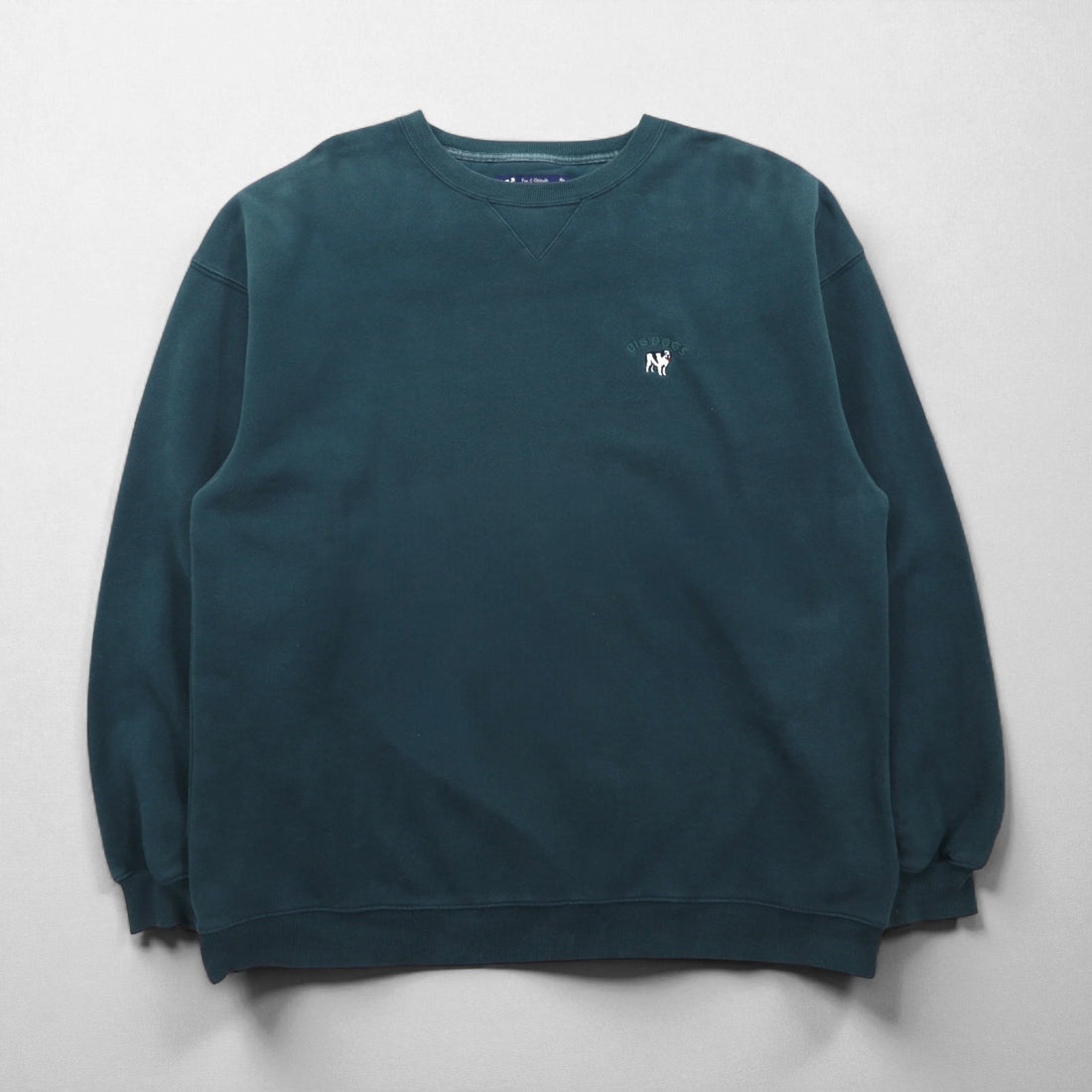 90s Vintage Sweatshirt, Front V, XL, Green Cotton, BIG DOGS