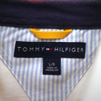 TOMMY HILFIGER Rugby Shirt L Yellow Navy Striped Cotton