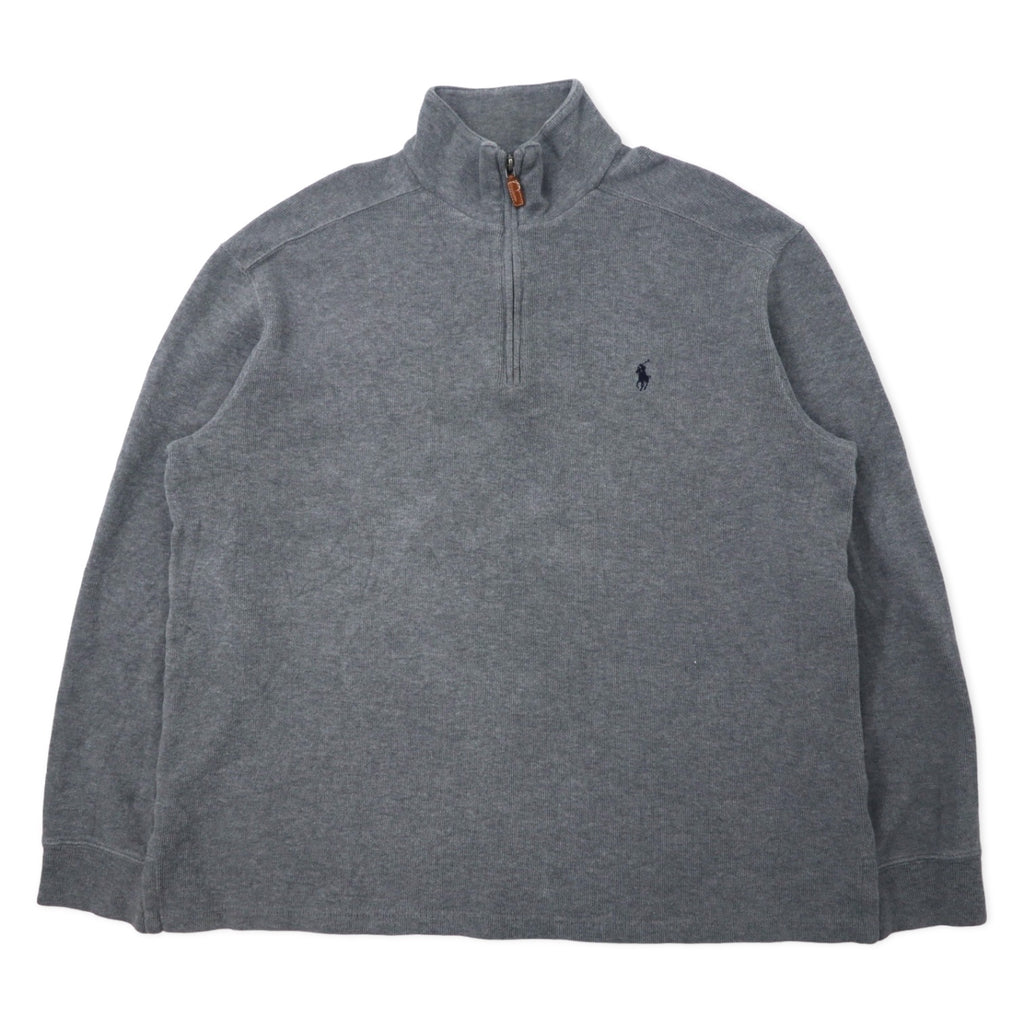 日本然リトテ-古着オンライン-Polo by Ralph Lauren ハーフジップ スウェット L グレー コットン スモールポニー刺繍-Polo by Ralph Lauren Half Zip Sweatshirt L Gray Cotton Small Pony Embroidery