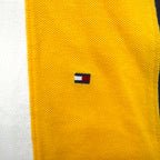 TOMMY HILFIGER Rugby Shirt L Yellow Navy Striped Cotton