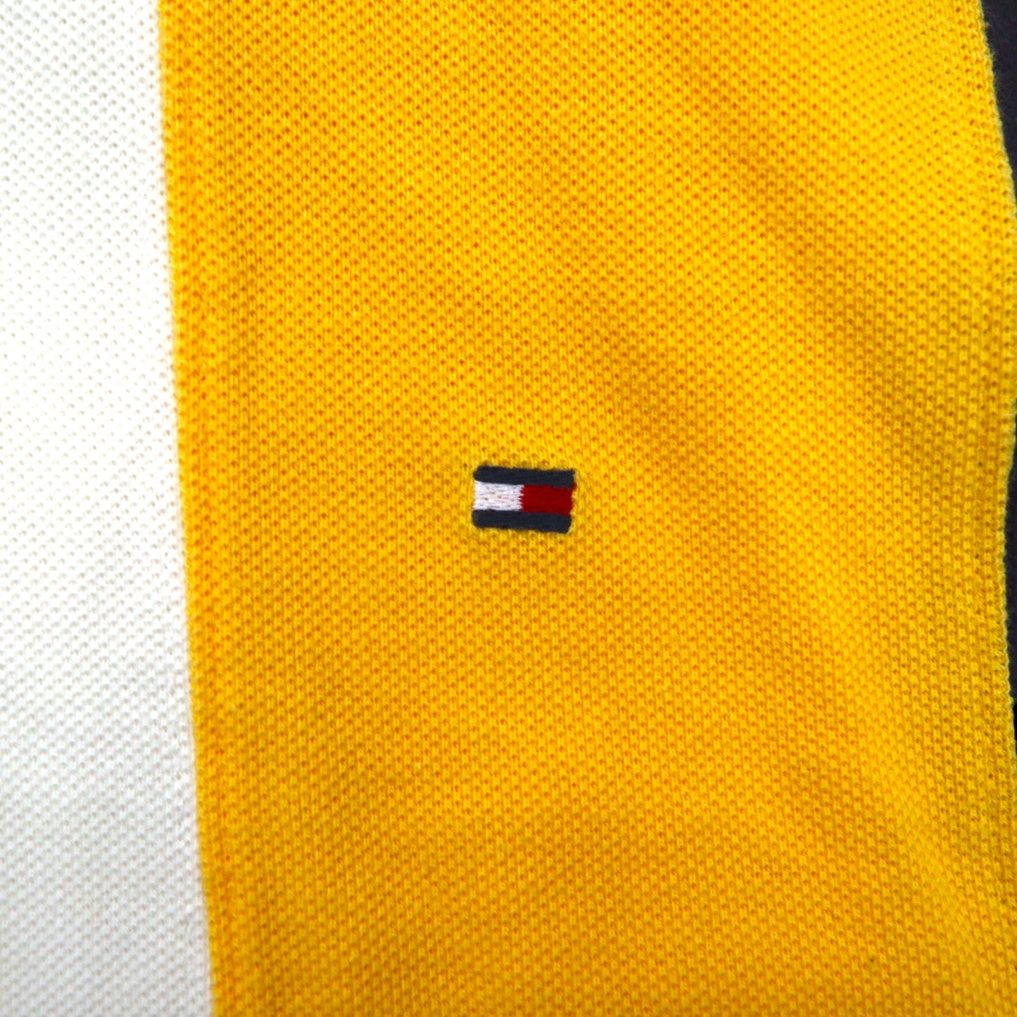 TOMMY HILFIGER ラガーシャツ L イエロー ネイビー ストライプ コットン