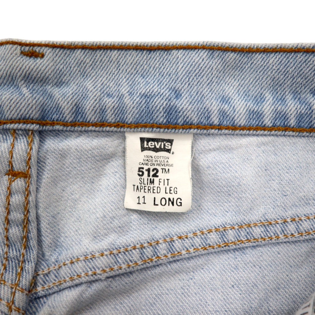 Levi's USA Made 90s 512 Slim Fit Tapered Denim Pants L Blue Ice Wash Cotton Zipper Fly 10512-0233