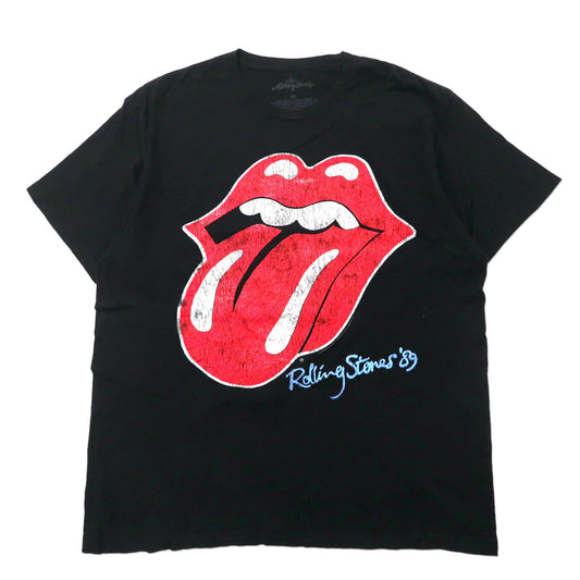 日本然リトテ-古着オンライン-THE ROLLING STONES バンドTシャツ ベロT XL ブラック コットン ビッグサイズ メキシコ製-